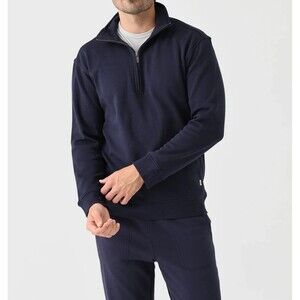 UGG AUSTRALIA Sweater Mens Small Navy Quarter Zip Pullover Fleece Lined ZEKE